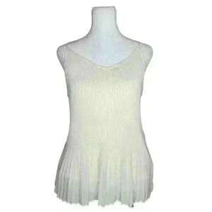 Banana Republic women's cream mixed media sleeveless blouse size XS